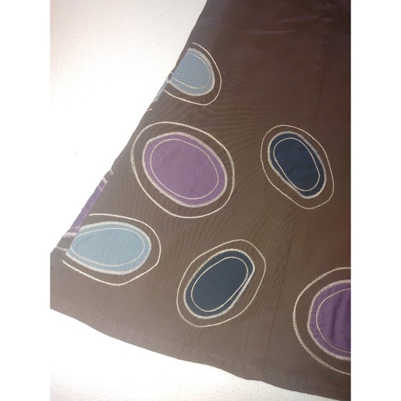 Boden Womens Brown A-Line Skirt Size 8R Polka Dot Applique Side Zip Cott… - Picture 2 of 9